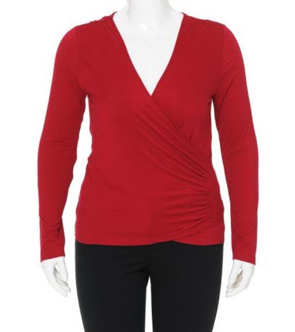 Side Shirred Deep V Long Sleeve 71282