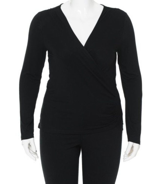 Side Shirred Deep V Long Sleeve 71282