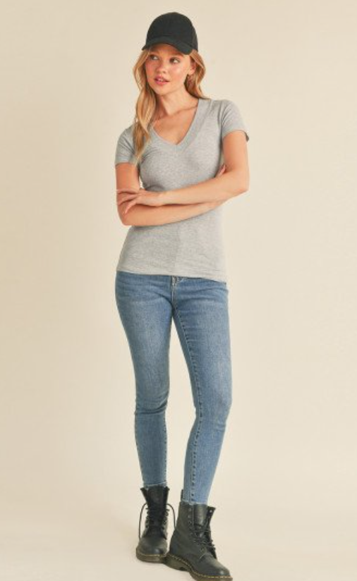 Women's V-Neck Short Sleeve Plus 65056