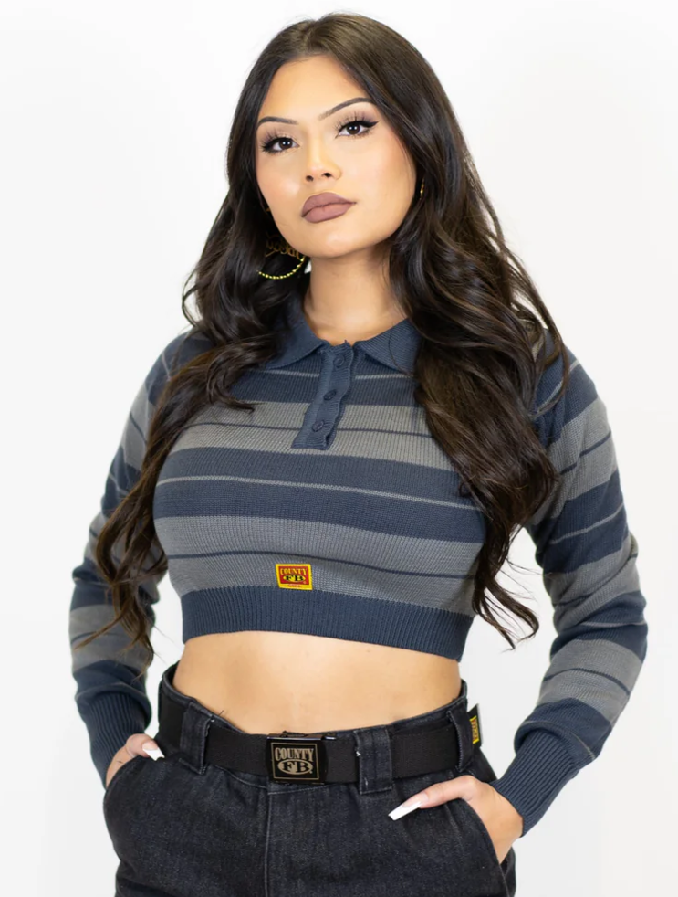 Charlie Brown Stripe Polo Crop Top