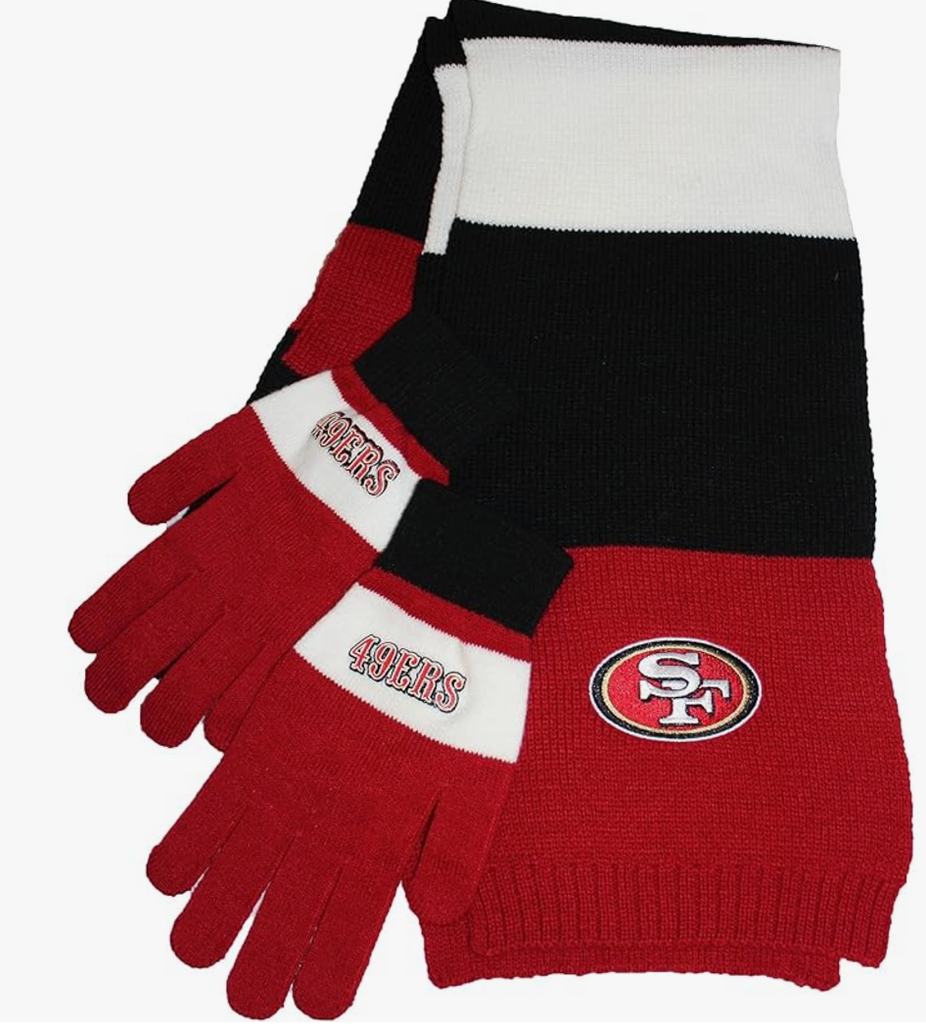SF 49ers Scarf & Gloves Set