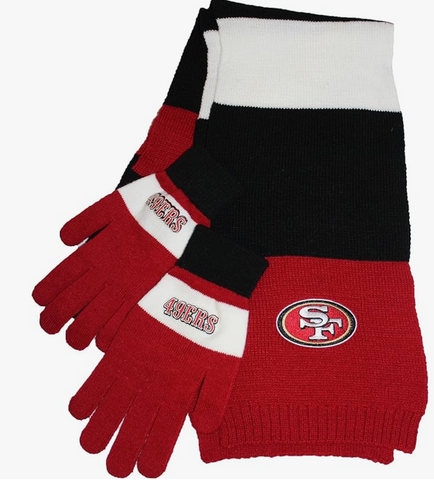SF 49ers Scarf & Gloves Set