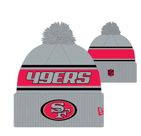 SF 49ers Sideline 24 Grey Pom Beanie