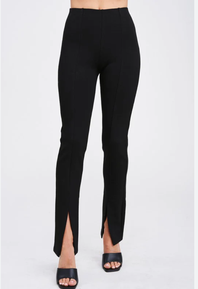 High Waist Front Slit Pants Bozzolo 11969 - Craze Fashion