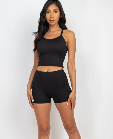 Split Back Cami Top & Shorts Set 3342