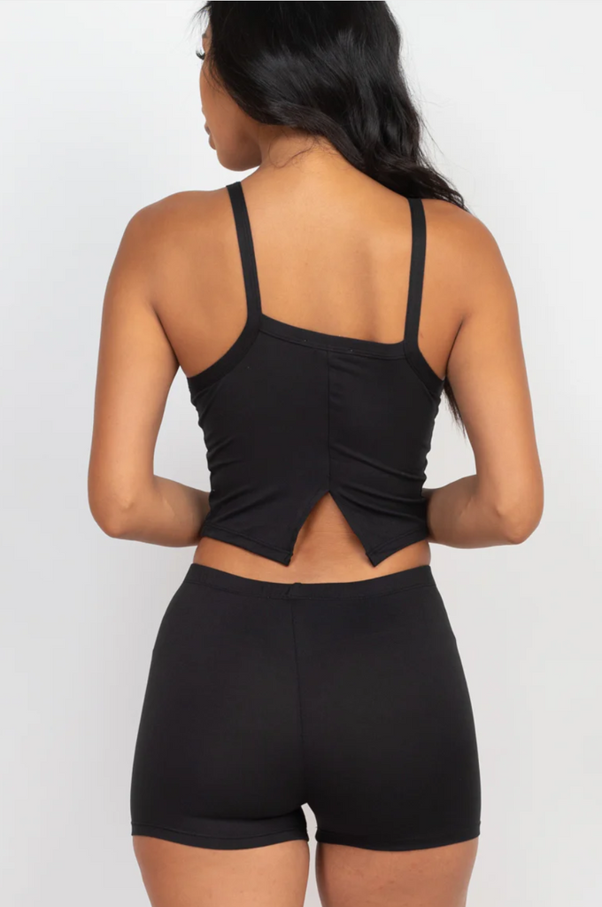 Split Back Cami Top & Shorts Set 3342