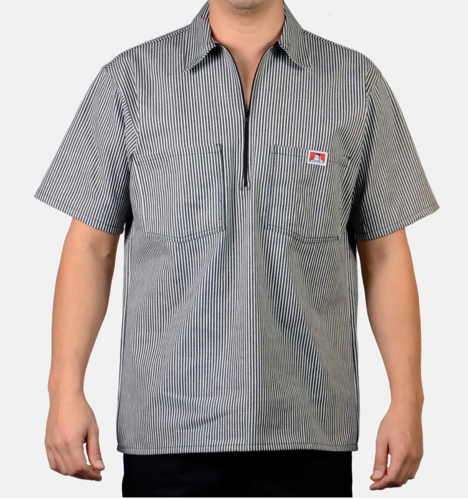 Ben Davis Short Sleeve Striped Half Zip Shirts