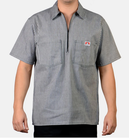 Ben Davis Short Sleeve Striped Half Zip Shirts