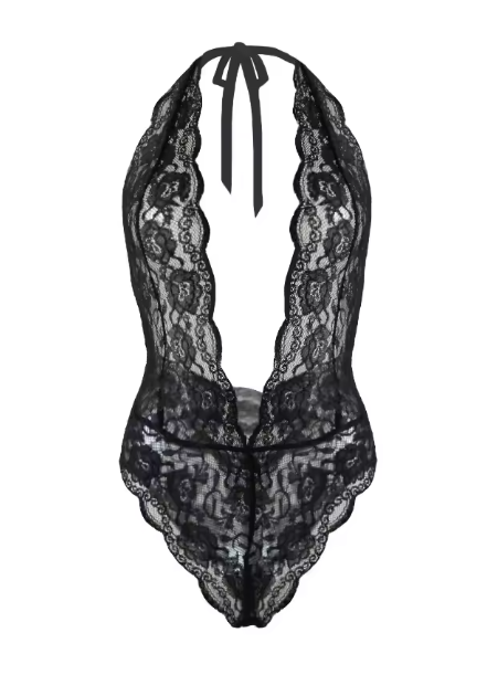 Deep V Halter Lace Lingerie