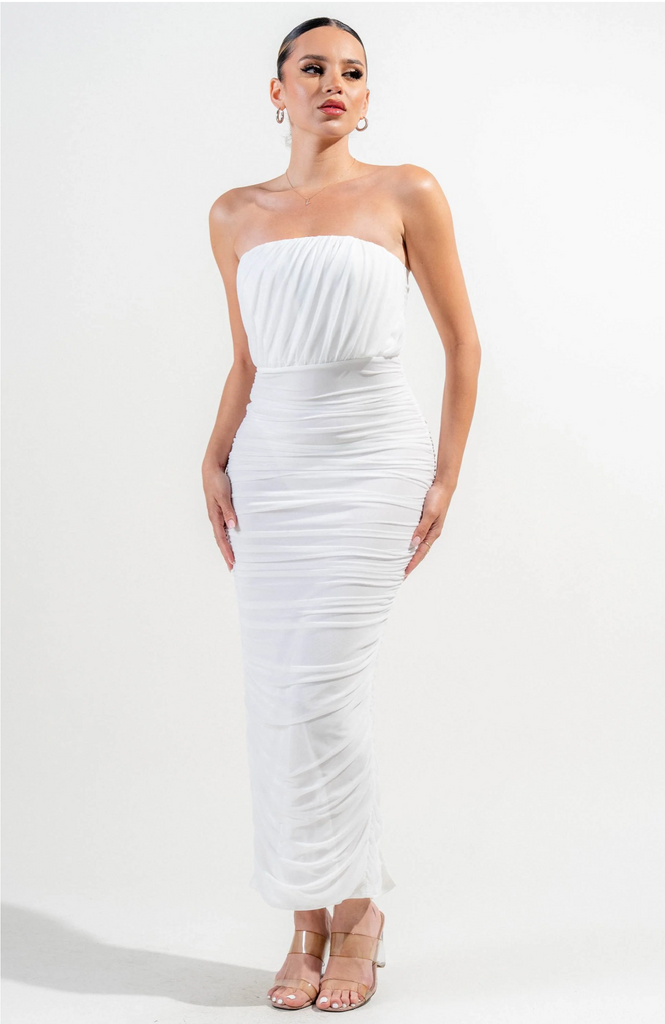 Strapless Mesh Maxi Dress 78267