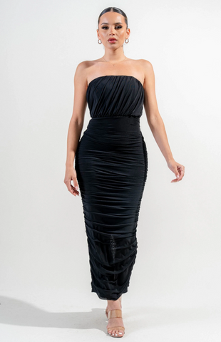 Strapless Mesh Maxi Dress 78267