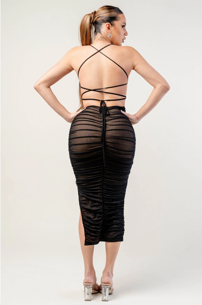 Lux Lace Up Back Midi Dress 73176