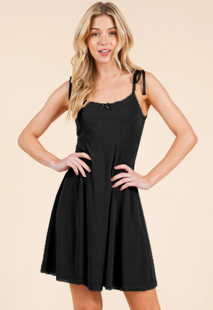 Lace Detail & Ribbed Mini Dress 55069