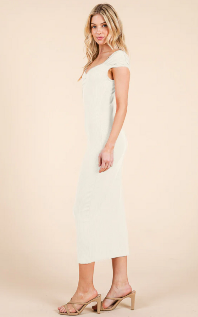 Shirred Ribbed Midi Dress 55148
