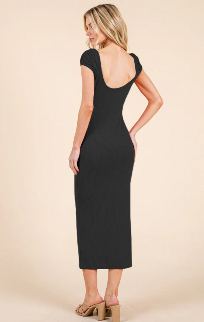 Shirred Ribbed Midi Dress 55148