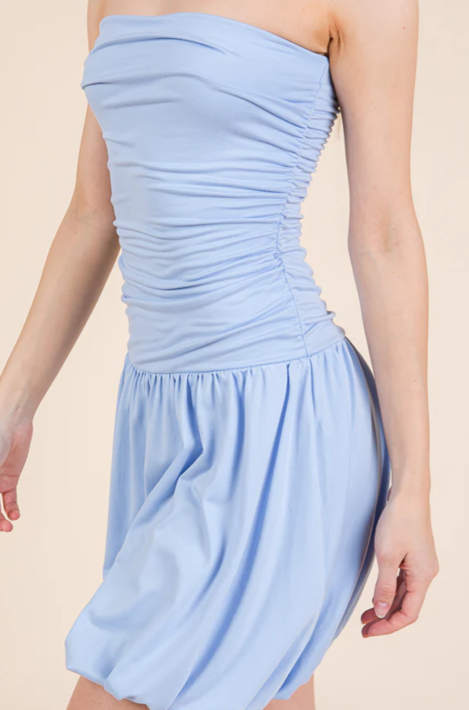 blue tube top dress Balloon Tube Top Dress 53565 Lt. Blue / Large