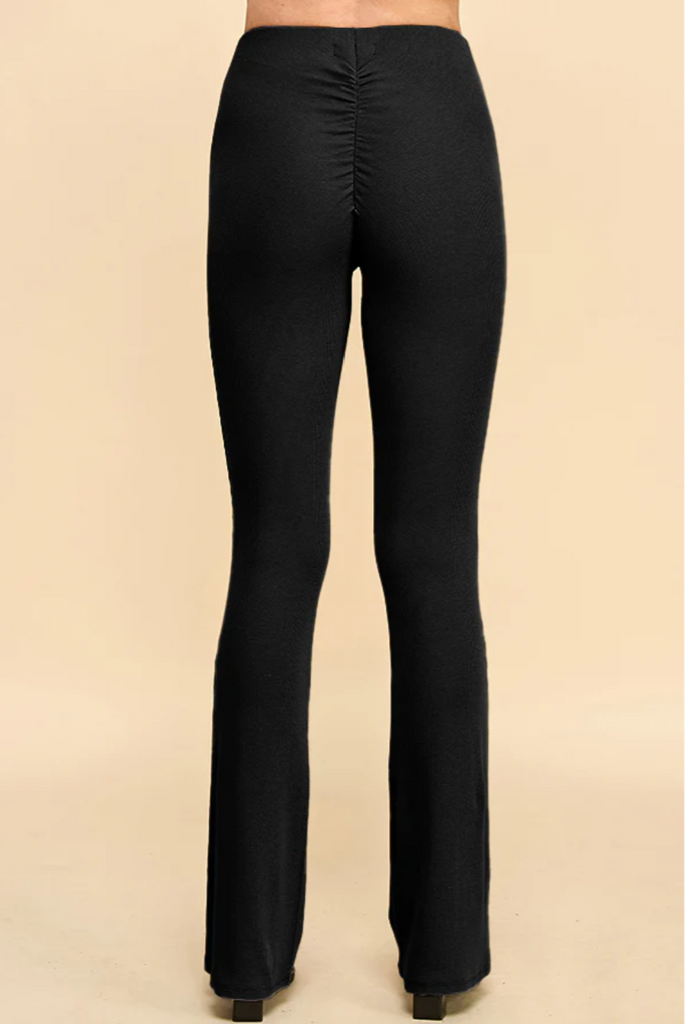 High Waist Shirred Back Detail Bootcut Pants 53820
