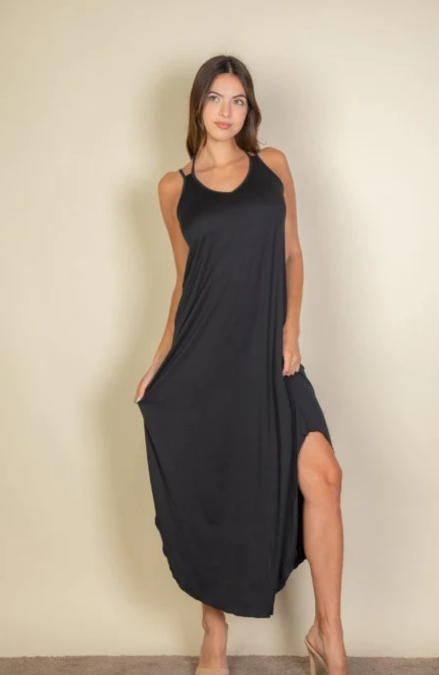 Capella Solid Cami Double Strap Loose fit Maxi Dress | Royal Blue | M Capella Solid Cami Double Strap Loose fit Maxi Dress | Royal Blue | M