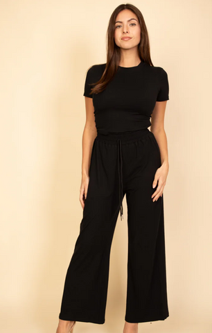 Relaxed Fit Top & Wide-Leg Pants Set 5579