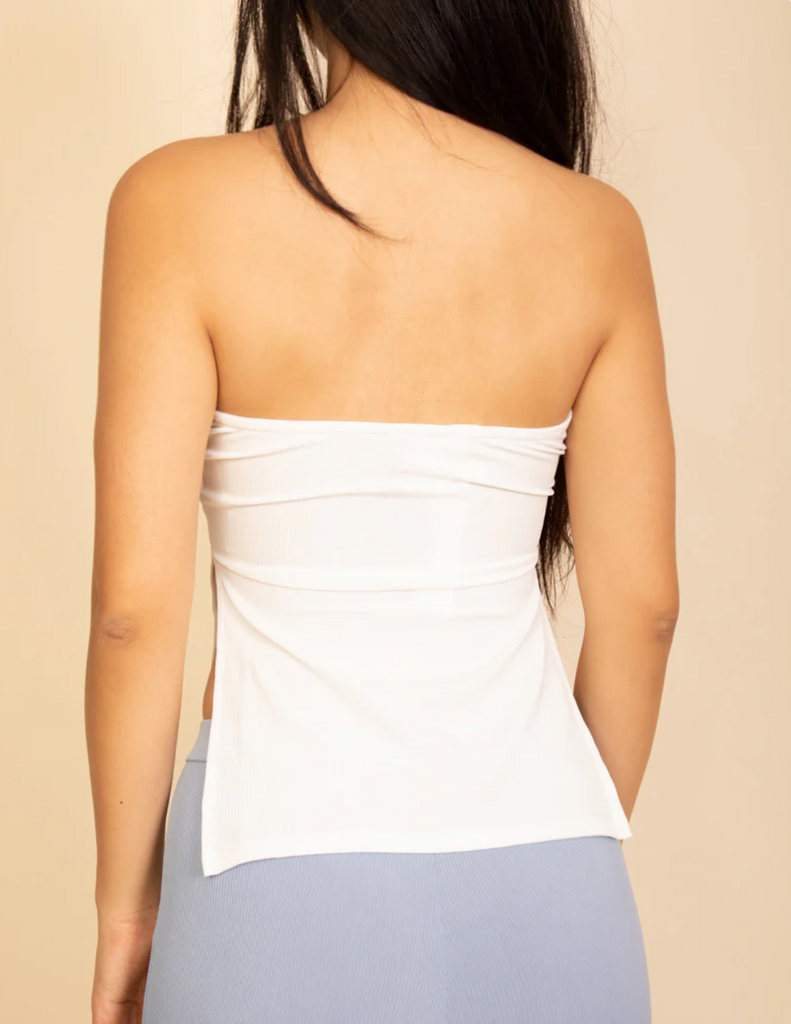 Strapless Ribbed Side-Slit Top 5603