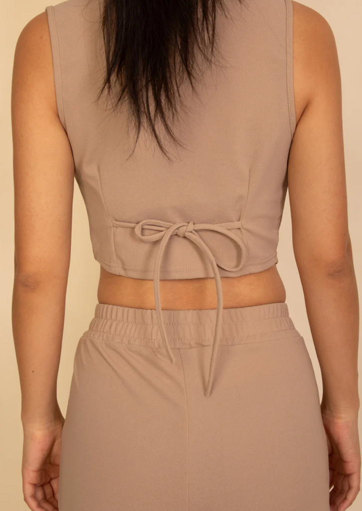 Tailored Button Vest & Wide Leg Pants Set 5614