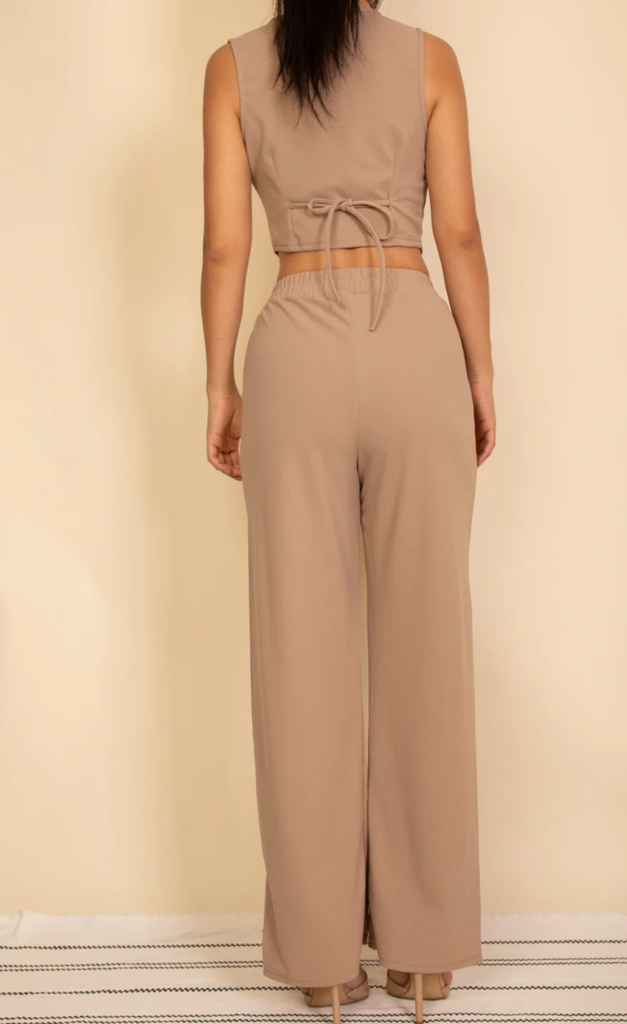 Tailored Button Vest & Wide Leg Pants Set 5614