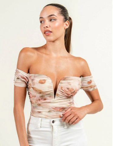 Off Shoulder Ruched Bodysuit 45511