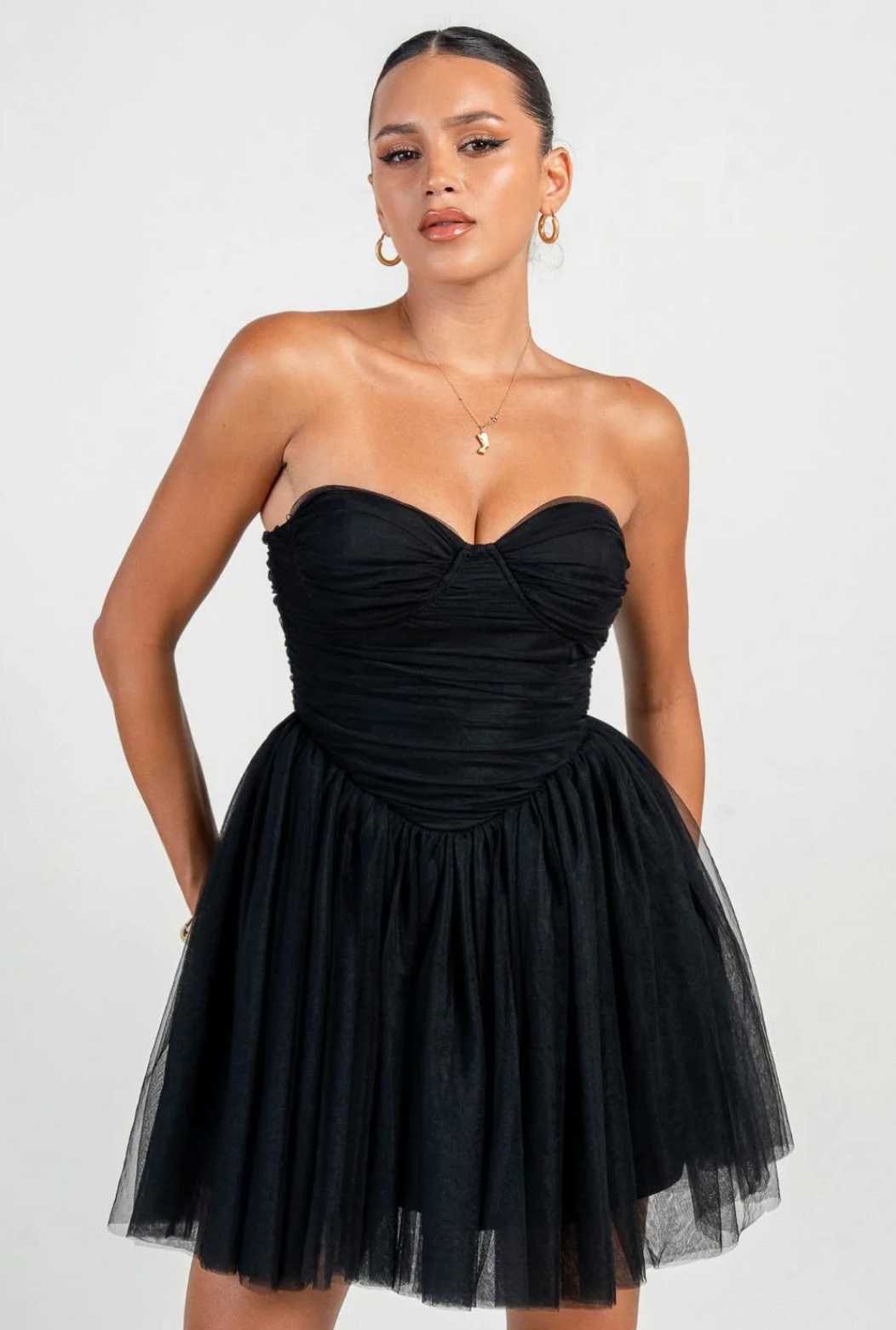 Strapless Ruched Corset Mini Dress 30207 Black / Medium Strapless Ruched Corset Mini Dress 30207 Black / Medium