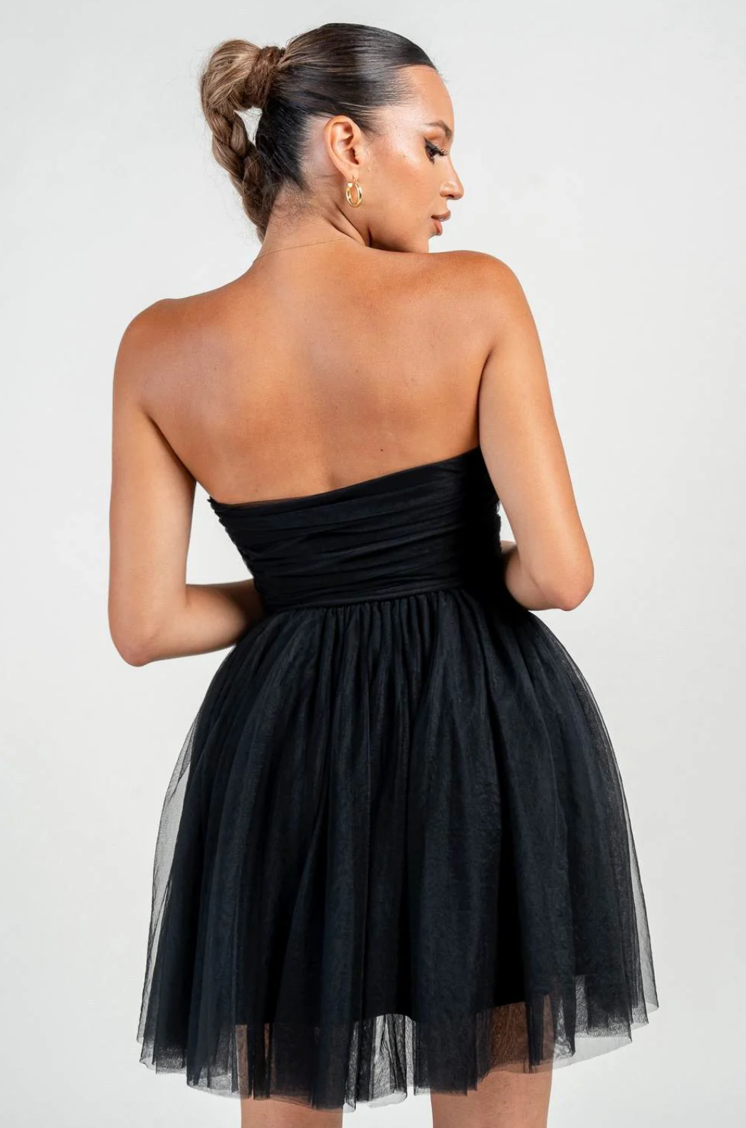 ruched corset mini dress Strapless Ruched Corset Mini Dress 30207 Black / Medium