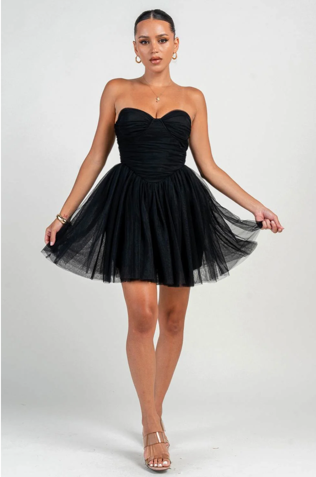 Strapless Ruched Corset Mini Dress 30207 Black / Medium Strapless Ruched Corset Mini Dress 30207 Black / Medium