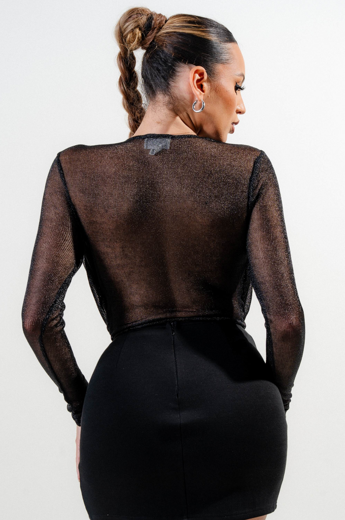 Metallic Front Overlap Bodysuit Privy 45421