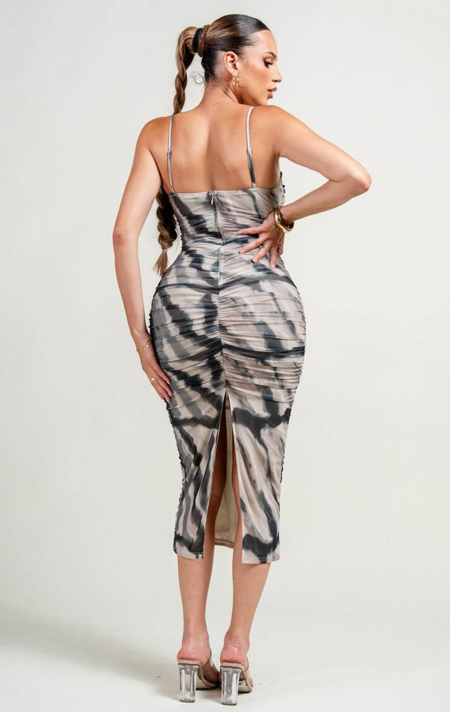 V Wire Ruched Midi Dress Privy 79085