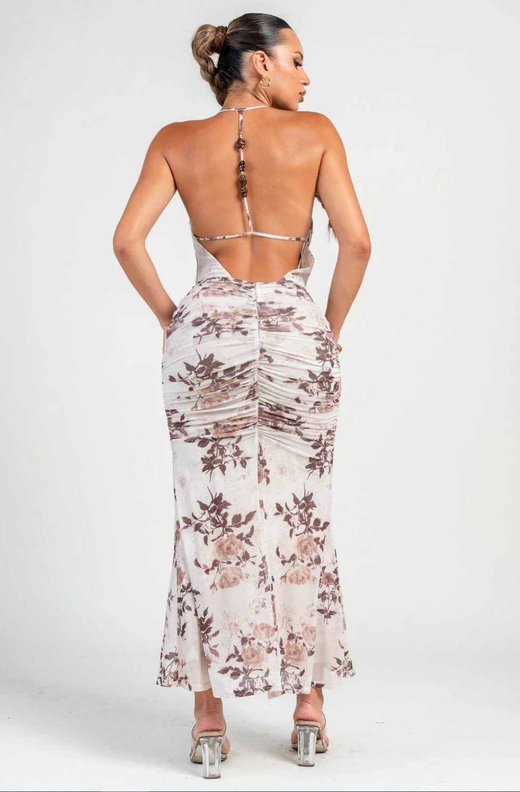 Halter Top A-Line Midi Dress Privy 30331 Off White / Large