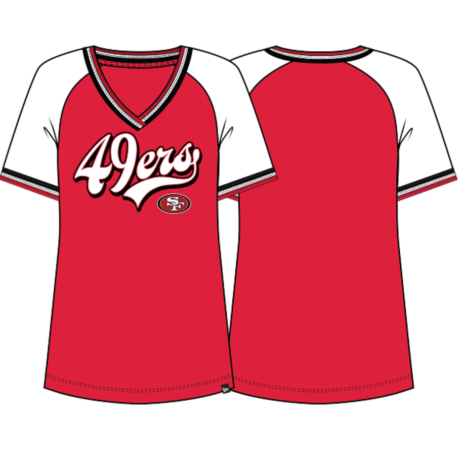 SF 49ers Glitter Script V-Neck Top
