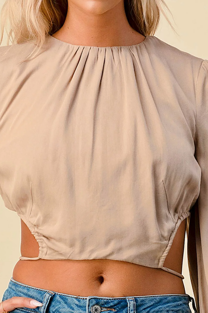 Open Back Long Sleeve Cropped Top Privy 1347