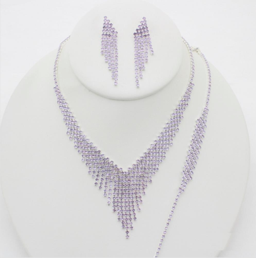 V Fringe 3PC Rhinestone Jewelry Set