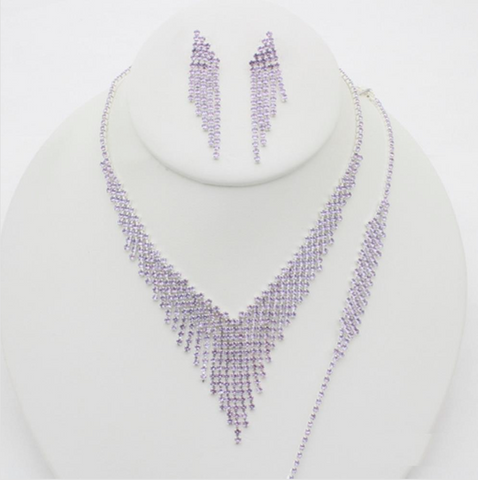 V Fringe 3PC Rhinestone Jewelry Set