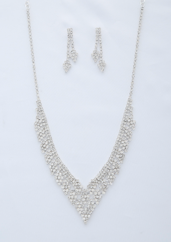 V Fringe 2PC Rhinestone Jewelry Set