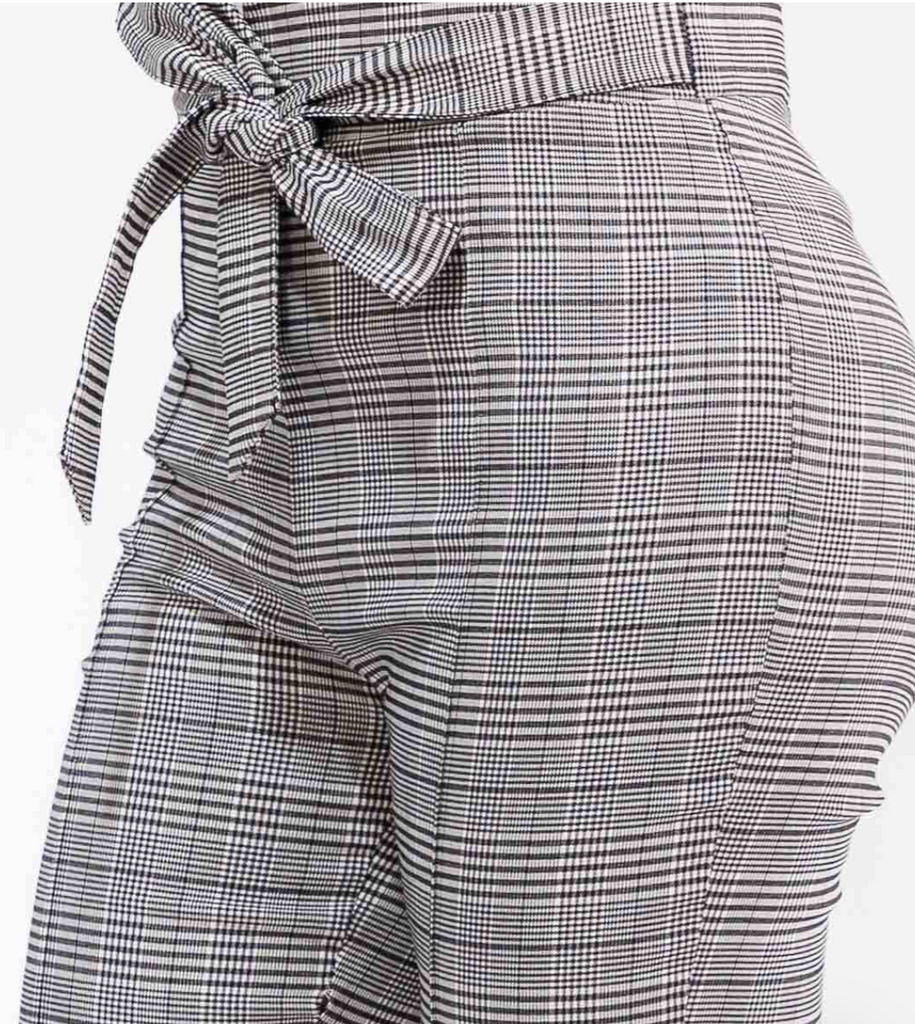 Self Tie Skinny Plaid Pants Plus 1552
