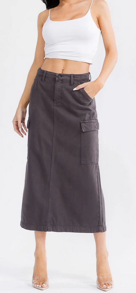 Denim Maxi Cargo Skirt 7521