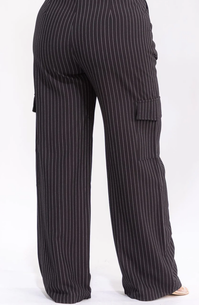 Wide Leg Striped Dress Pants Plus 1187