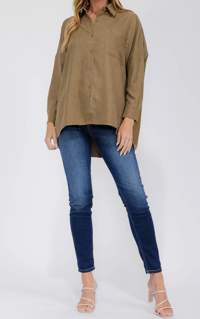 High Low Oversized Corduroy Top 193