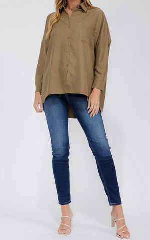 High Low Oversized Corduroy Top 193