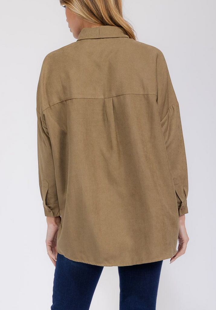 High Low Oversized Corduroy Top 193