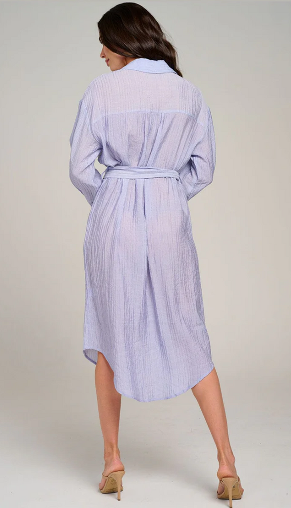 Button Up Self Tie Midi Dress 9287