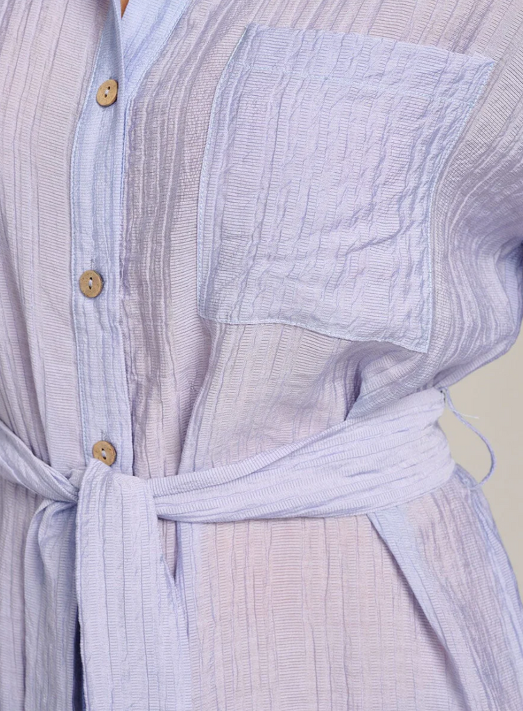 Button Up Self Tie Midi Dress 9287