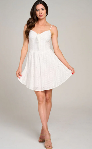 Smock Eyelet Mini Dress 10209
