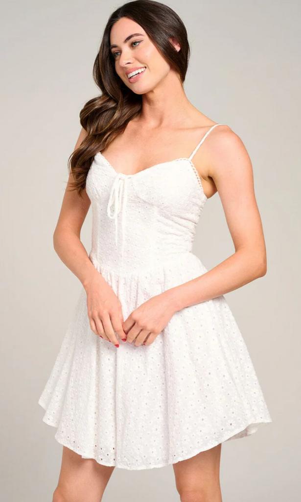 Smock Eyelet Mini Dress 10209