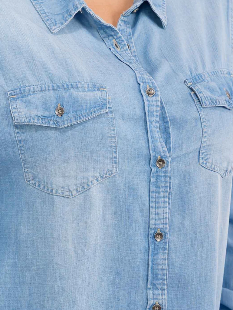 Long Sleeve Chambray Top Plus 1023