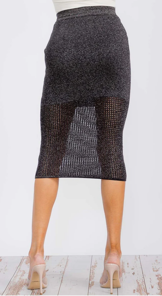 Shimmer Knit Midi Skirt 4061